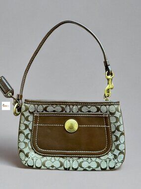 Coach Brown Signature Wristlet Pouch Accessory